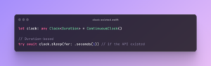 Add sleep(for:) to Clock