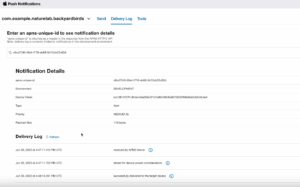 push notification console delivery log