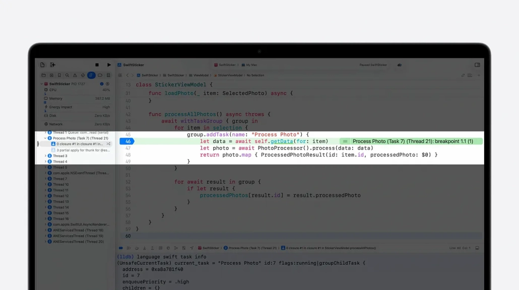 Swift programming with breakpoint